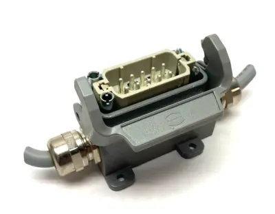 USED HARTING HAN 10A-HSM-HC 1 LEVER 2XM20 CONNECTOR W/ FRAME & INSERTS