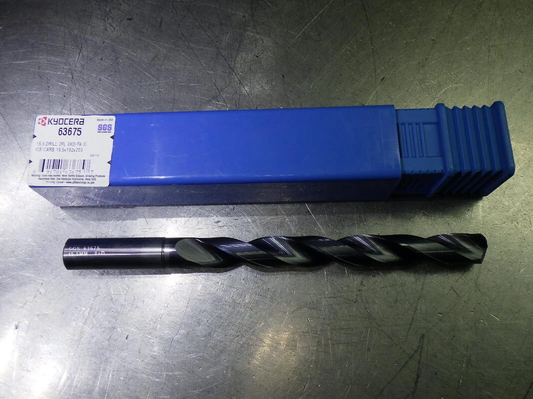 Kyocera SGS 15.5mm Coolant Thru 8xD Carbide Drill 16mm Shank 63675 (LOC3560)