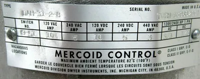 NEW MERCOID CONTROL DAH-31-2-8 PRESSURE SWITCH DAH3128