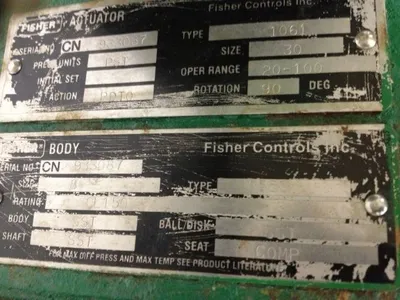 Fisher type 8550 Butterfly Valve size 8"
