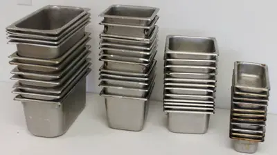 Stainless Steel Commercial Containers For Prep Tables & Fridges. Approx. 45 Pan