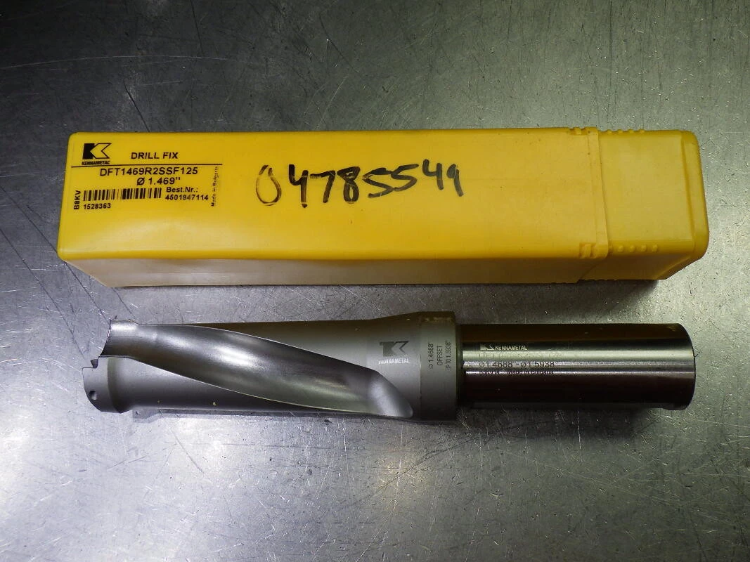Kennametal 1.469" Coolant Thru Carbide Drill 2.5xD DFT1469R2SSF125 (LOC1732)