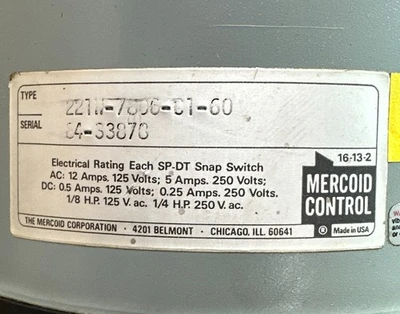 NEW Mercoid 221W-7806-C1-60