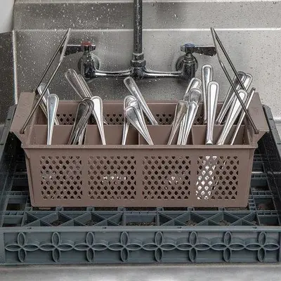 Dishwasher 8 Compartment Half Size Brown Flatware Rack with Handles