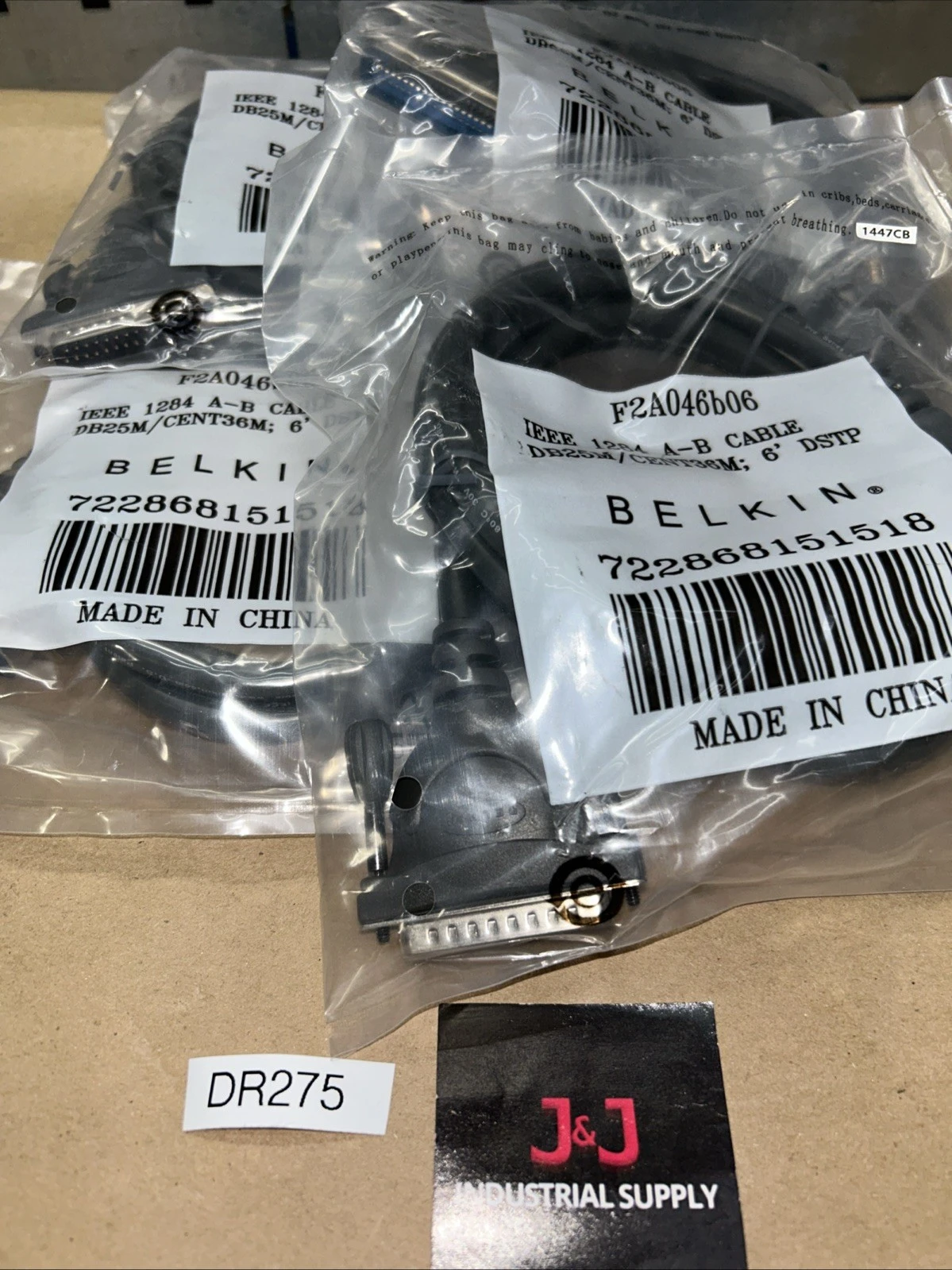 (4) BELKIN F2A046B06 PRINTER CABLE NEW IN SEALED BAG FAST SHIPPING! + WARRANTY