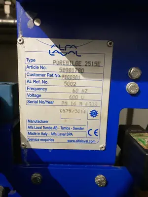 Alfa-Laval BWPX 307 TGD-71 oil concentrator module, SS.