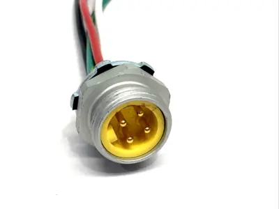 MIN-4MR-1-M20 | Mencom  Size I Receptacle 4-Pin Male 7/8"-16, M20 Mount 16AWG 10A - New – Open box