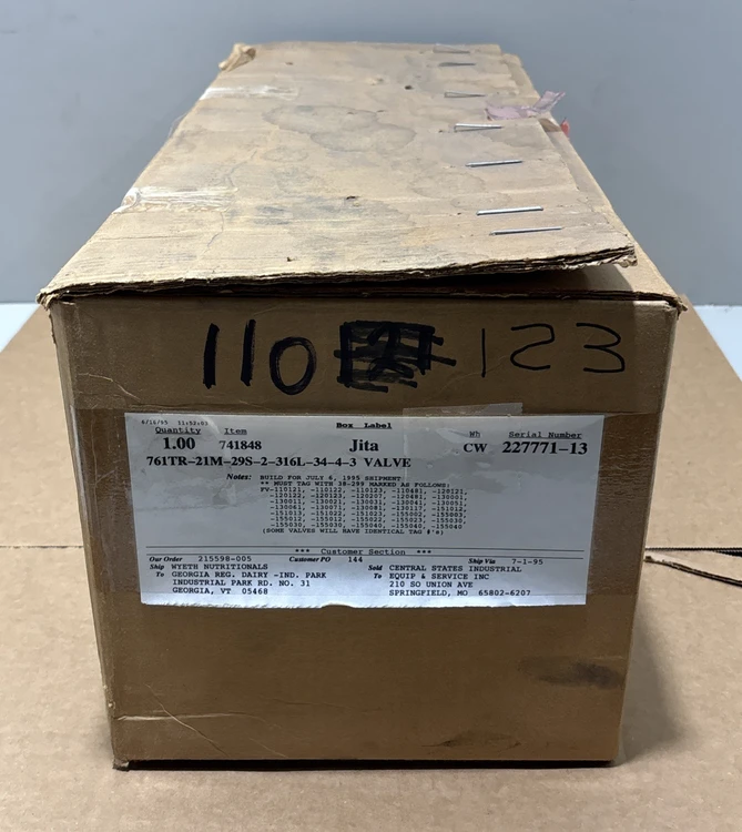 New | in-Stock Alfa Laval 761TR-21M-29S-2-316L-34-4-3 Valves/Fittings Indiana US | J&J Industrial Supply #1542770