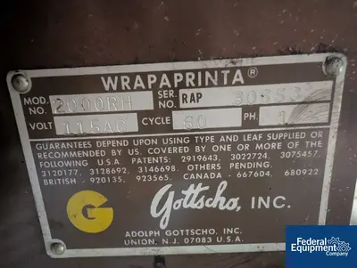 N/A Gottscho Wrapaprinter Hot Stamp Printer, model 2000RH, with Roller Conveyor