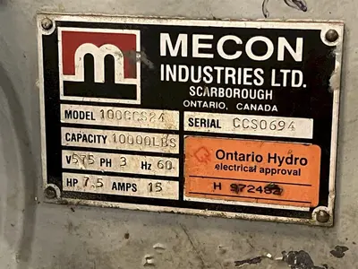 10000 LB X 24" X .250" MECON COIL CRADLE STRAIGHTENER