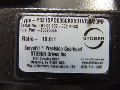 Stober P521SPD0050KX501VF0020MF ServoFit Precision Gearhead 10.0:1 Ratio Used