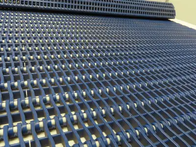30"W x 35"L Flush Grid Flat Top Conveyor Belt BLUE Poly