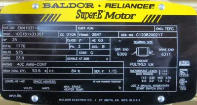 NEW BALDOR EM4103T-5 MOTOR 25HP 575V 284T 1-7/8" 1770RPM EM4103T5