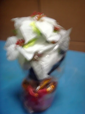 (6) 14" Poinsettia Decoration Centerpiece Topiary
