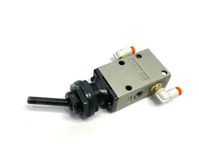 USED SMC MECHANICAL TOGGLE VALVE W/ ACTUATORS, BODY PORTED 1/8" NPT
