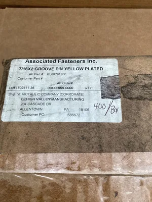 7/16 X 2 Groove Pin Yellow Plated; 400/Box -NIB