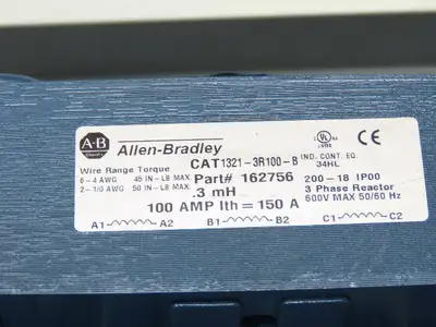 Allen Bradley 1321-3RA100-B Line Reactor Transformer 100/150A 600V 3Ph