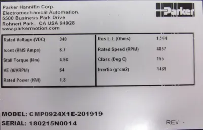 REFURBISHED PARKER CMP0924X1E-201919 SERVO MOTOR CMP0924X1E201919