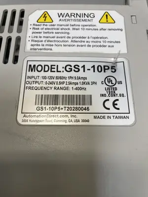 Automation Direct AC Drive GS1-10P5, 120V, 0.5 HP @2B (BIN 4.4.4)
