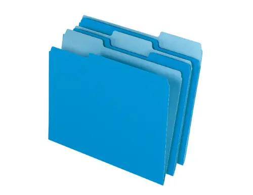 Office Depot 2-Tone File Folders, 1/3 Cut, Letter Size, Blue, Box Of 100