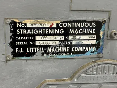 36" X .050 LITTELL MODEL #438-7PD CONTINUOUS STRAIGHTENING MACHINE: STOCK #21947