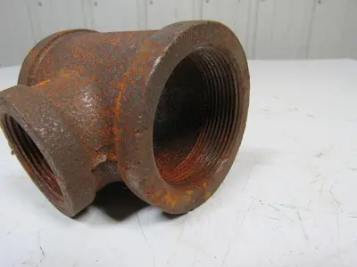 2" x 1-1/4" x 2" Black Iron Pipe Reducing Tee Fitting NPT Lot Of 21