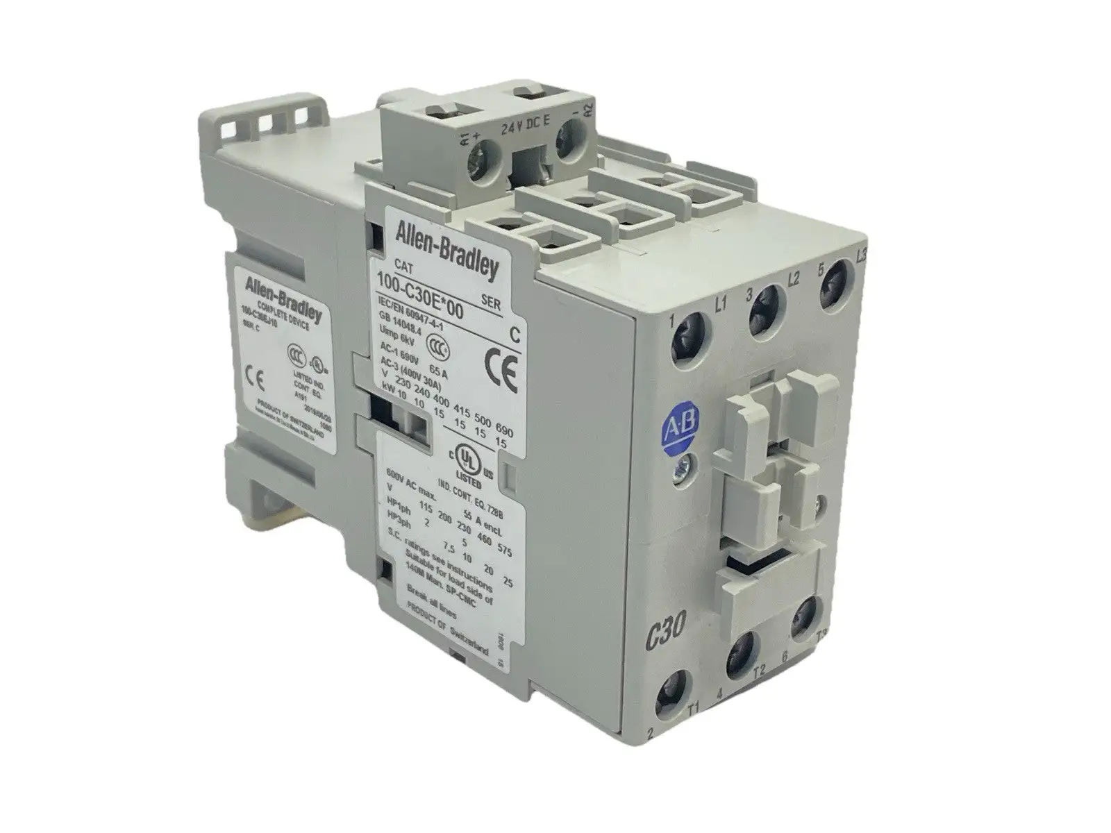 USED ALLEN-BRADLEY SER. C CONTACTOR 3P 30A 600VAC 24VDC COIL