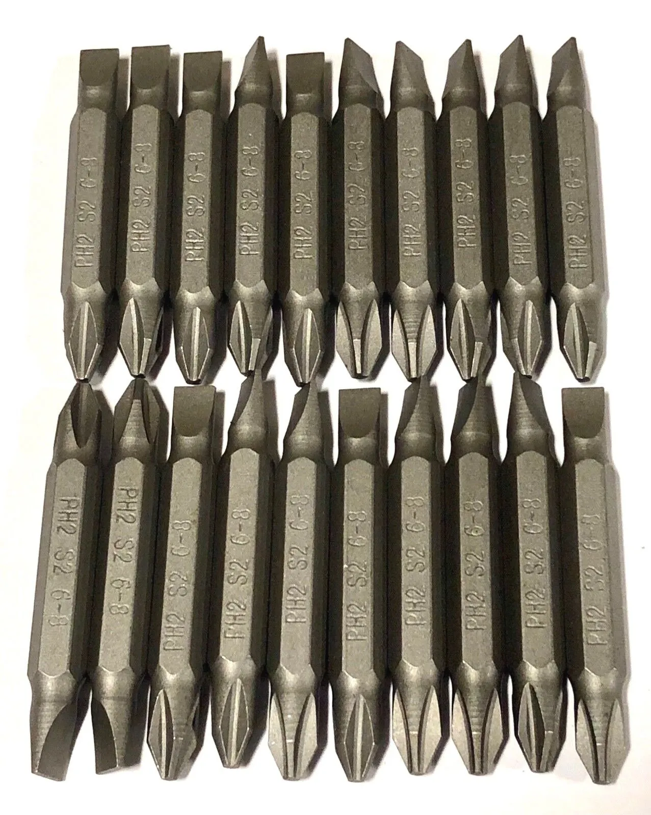 #2 Phillips #6-8 Slotted Screwdriver Bit Drill 2" Screw Tips 20 Pack