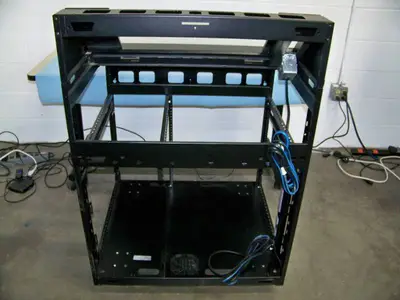 Middle Atlantic Podium / Lectern Style Audio / Video (AV) Rolling Equipment Rack with Slide out Tray, Power Strips and Cooling Fan