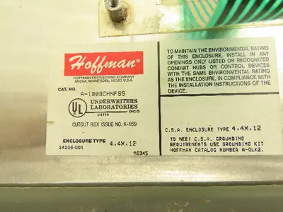 Hoffman A-1008CHNFSS Stainless Enclosure 10x8x4 AccuRate Feed Rate Display Cover