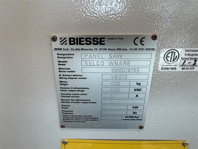 Used 2019 BIESSE "SELCO WNAR6" Single-Line Beam Saws Florida US | MachineryMax #1462145