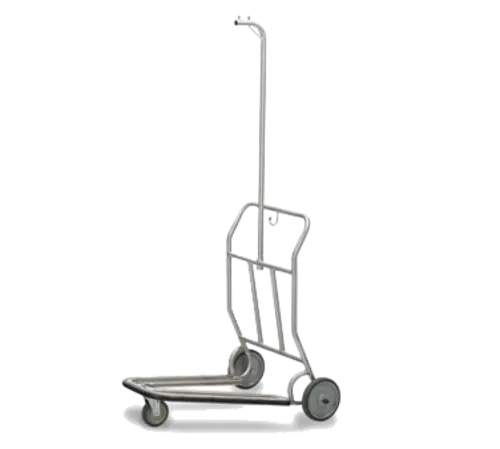 Forbes Industries Self Serve Luggage Cart w/ Garment Hanger - 37"L x 28"W x 71-1/4"H, Brushed Steel (1574-SS-HB)