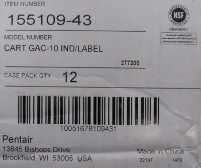 NEW BOX OF 12 PENTAIR GAC-10 FILTERS 155109-43 GAC10