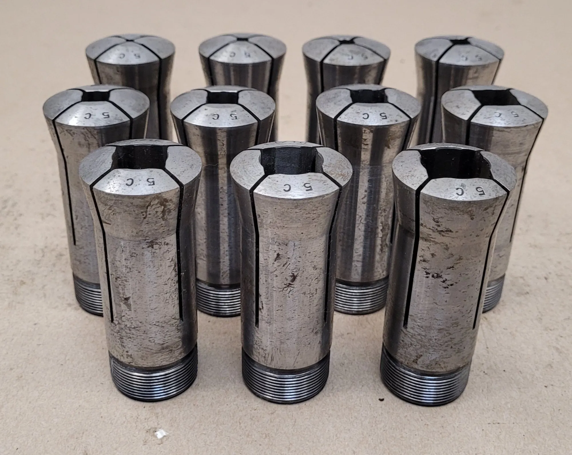 Set of 11 - 5C Square Collets - Size Range: 1/8" to 3/4"