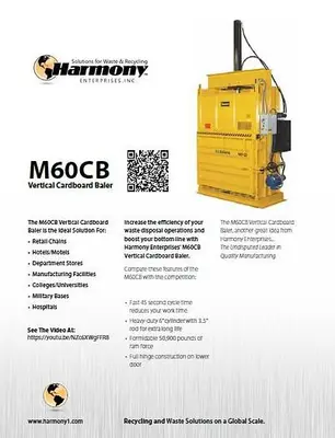 USED HARMONY M60CB VERTICAL BALER