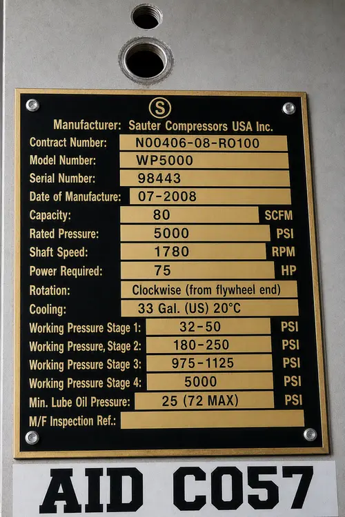 Used SAUER WP5000 High Pressure Air Compressors Washington US | Alpha HPAC #1285512