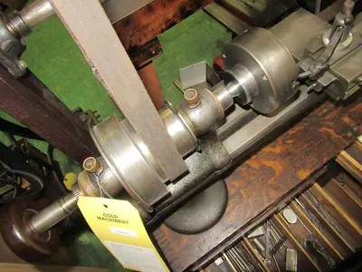 5794-385 Antique American Watch Tool Co. Watchmaker’s Lathe with Wood Enclosure