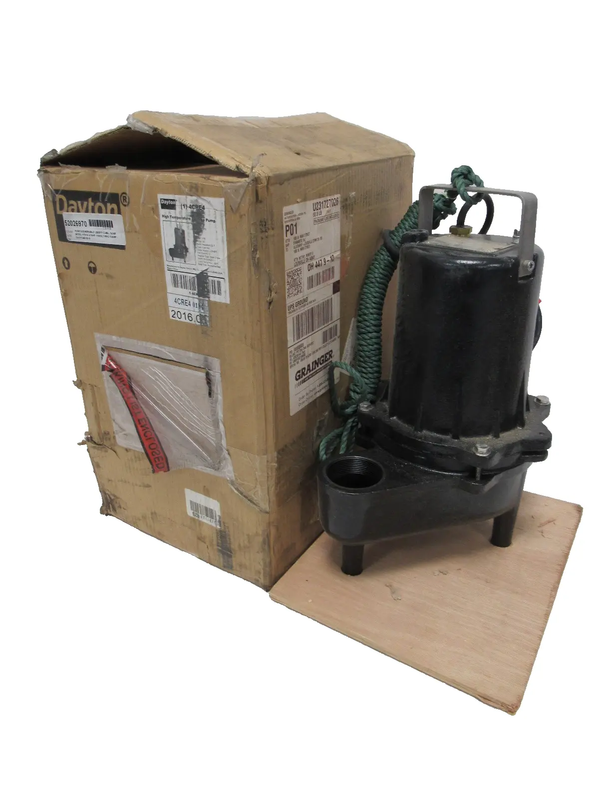 NEW DAYTON 4CRE4 HIGH TEMPERATURE SEWAGE PUMP 115V 4/10 HP