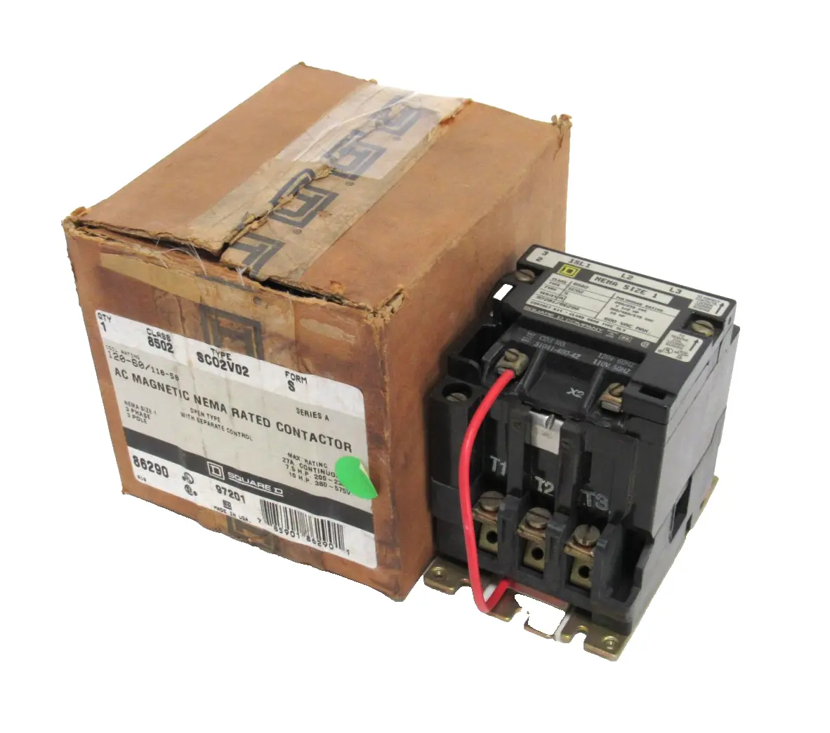 NEW SQUARE D 8502SCO2V02S CONTACTOR SER.A