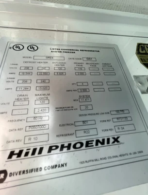 130-0179 Hill Phoenix Remote ORZ4 4 Door Freezer Case