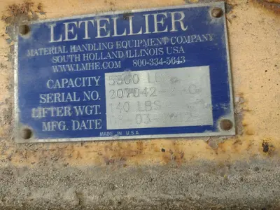 5,500 LBS X 6' LETELLIER CRANE SPREADER BAR LIFTING BEAM: STOCK #22642