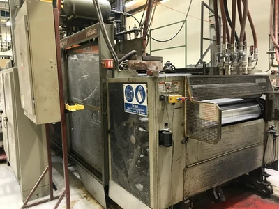 40" Brown model B4042 thermoforming line with , B4042 former and T340 trim press. New 1996