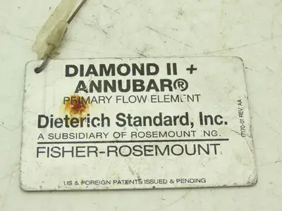 Dieterich Standard Fisher Rosemount DCR+26S Primary Flow Element Meter 1470" H20