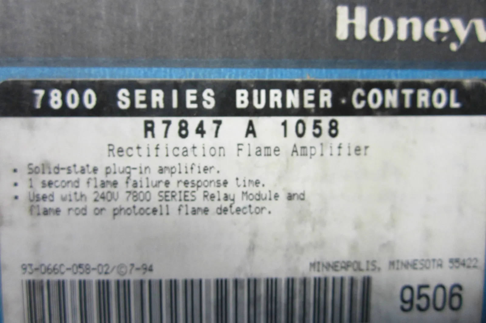 NEW HONEYWELL R7847A1058 FLAME AMPLIFIER