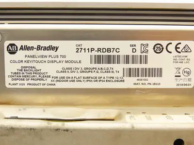 Allen Bradley 2711P-RDB7C PanelView Plus 700 Keypad/Touch with Module 2711P-RP1A