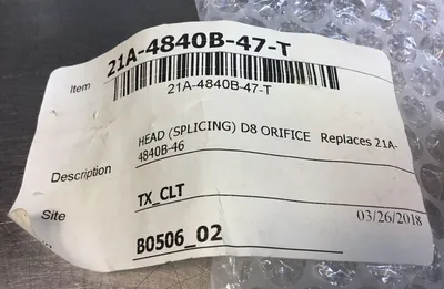 21A-4840B-47-T HEAD Splicing D8 Orifice Replaces 21A-4840B-46 6D