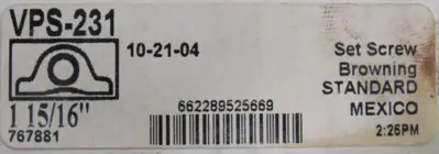 NEW BROWNING VPS-231 PILLOW BLOCK BEARING 1-15/16" VPS231
