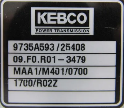 USED KEBCO 09.F0.R01-3479 POWER TRANSMISSION 09F0R013479