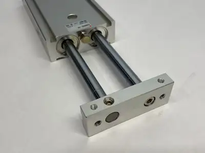 USED SMC DUAL-ROD GUIDED SLIDE CYLINDER 25MM BORE, 80MM STROKE