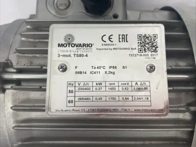 Used Motovario Electric Motor 3-Phase 0,37kW 1450rpm A.C. Motors Michigan US | Maverick Industrial Sales #1392553